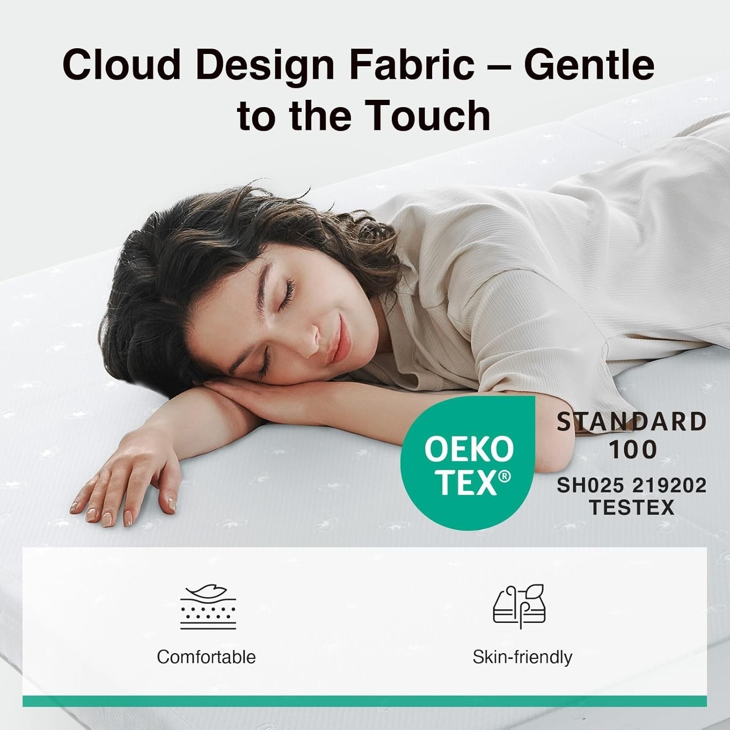Foldable Mattress Single Size Comfort Foam Trifold Mattress w Cloud Design Cover