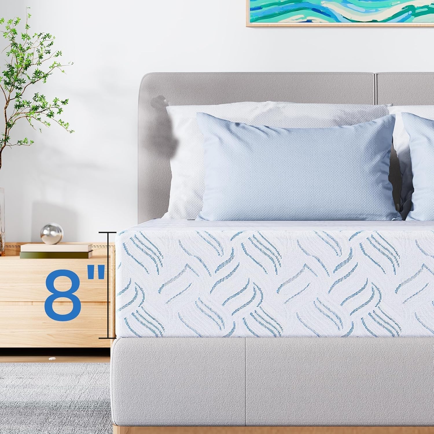 8″ Twin XL Mattress Cooling Memory Foam Medium Firm Mattres for Pressure Relief
