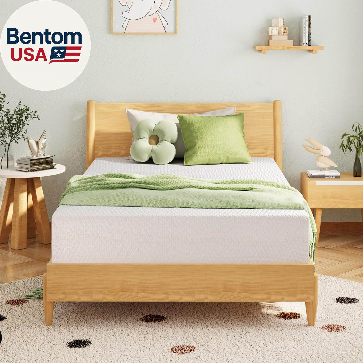 8 Inch Twin Mattress, Memory Foam Mattress with Cooling Green Tea Gel, Relieve P