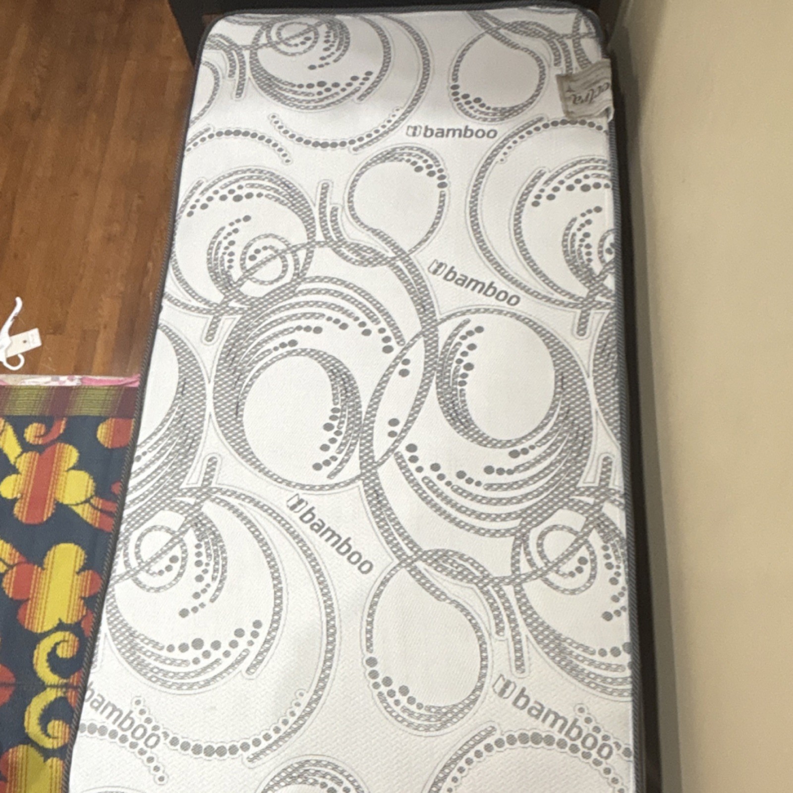 Spectra Orthopedic Type Bamboo Single Mattress White Gray Abstract Print