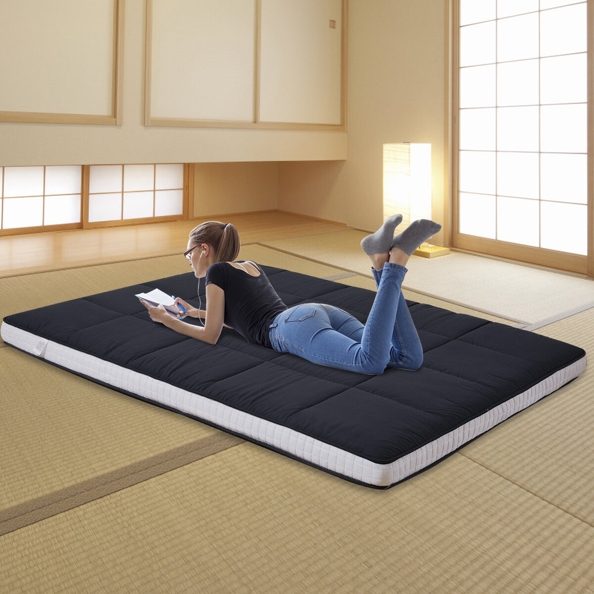 NAIZEA Floor Mattress Japanese Futon Mat Tatami Floor Cushion Twin/Full/Queen