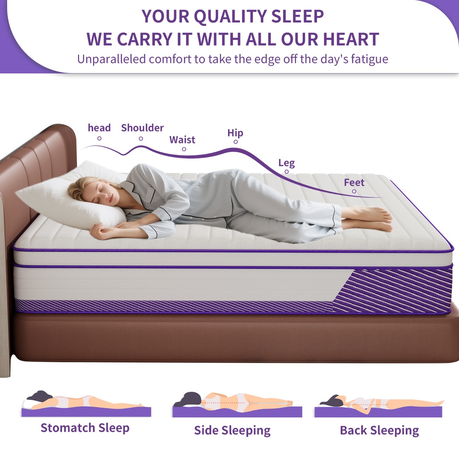 12″ 14″ Mattress Twin Full Queen King Size Hybrid Pocket Spring Memory Foam Bed