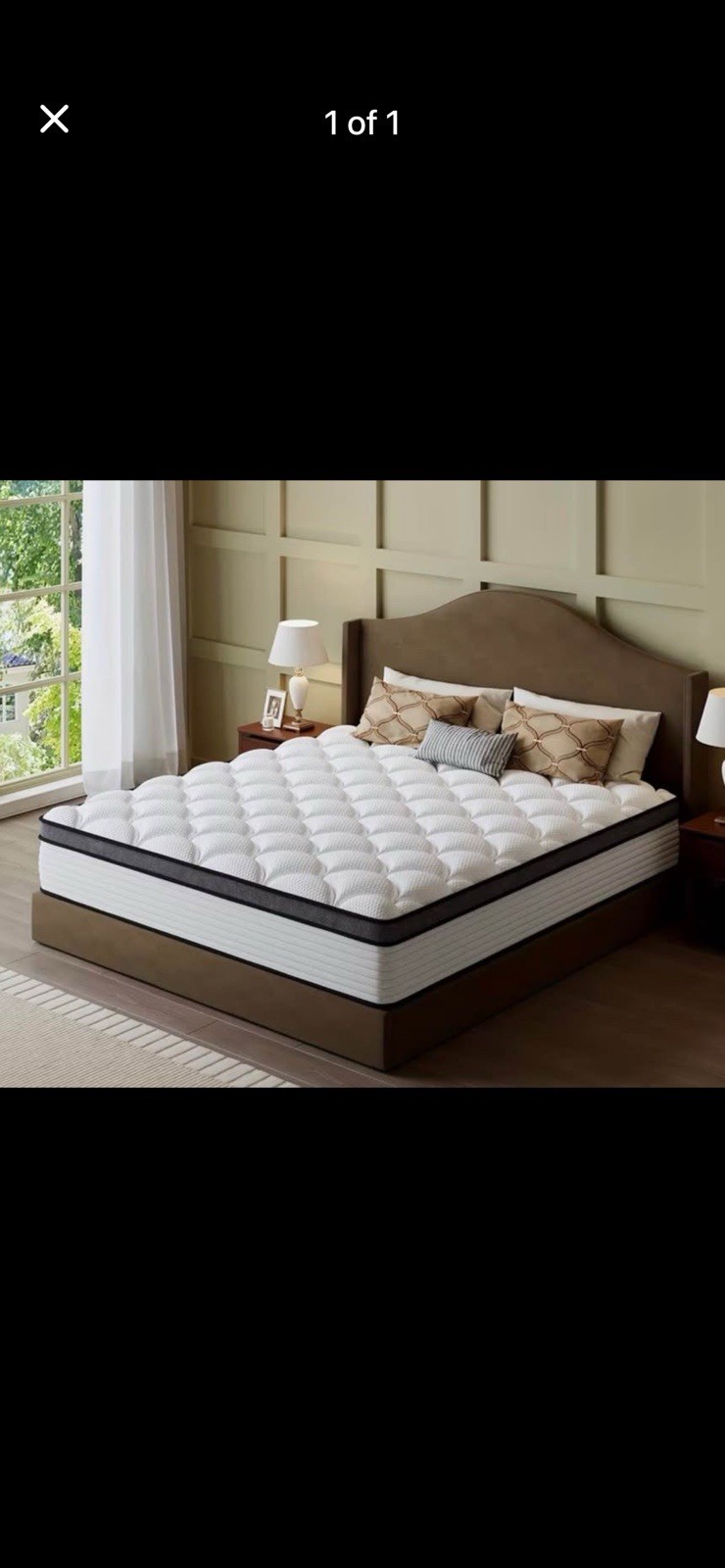 Pillow Top White Quilted Mattress Abstract Print Modern Rectangle for Adults