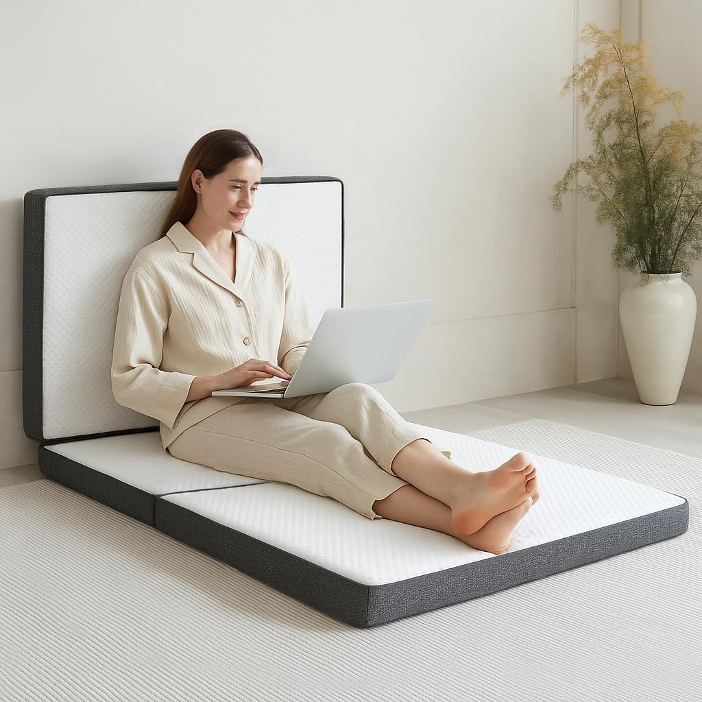 Tri Fold Memory Foam Foldable Mattress Single 3 inch Folding Mattress Guest