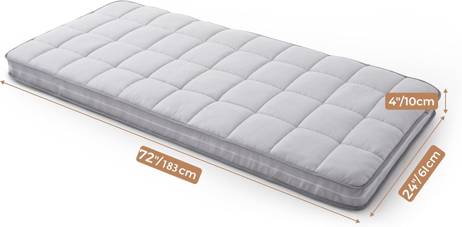 4Inch Cot Mattress Topper,Gel Infused Memory Foam,Machine Washable Thickened …
