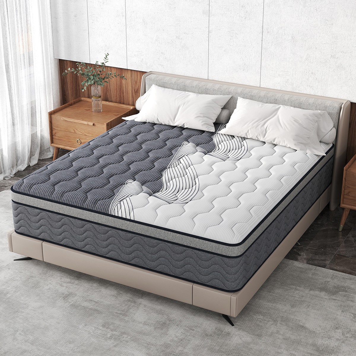 12″ Full Queen King Hybrid Mattress Medium Firm Soft Memory Foam Spring in a Box