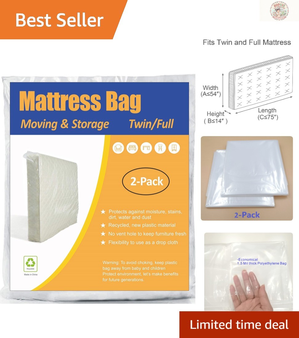 Clear Mattress Storage Bag Twin/Full Size 2-Pack – Lightweight & Durable
