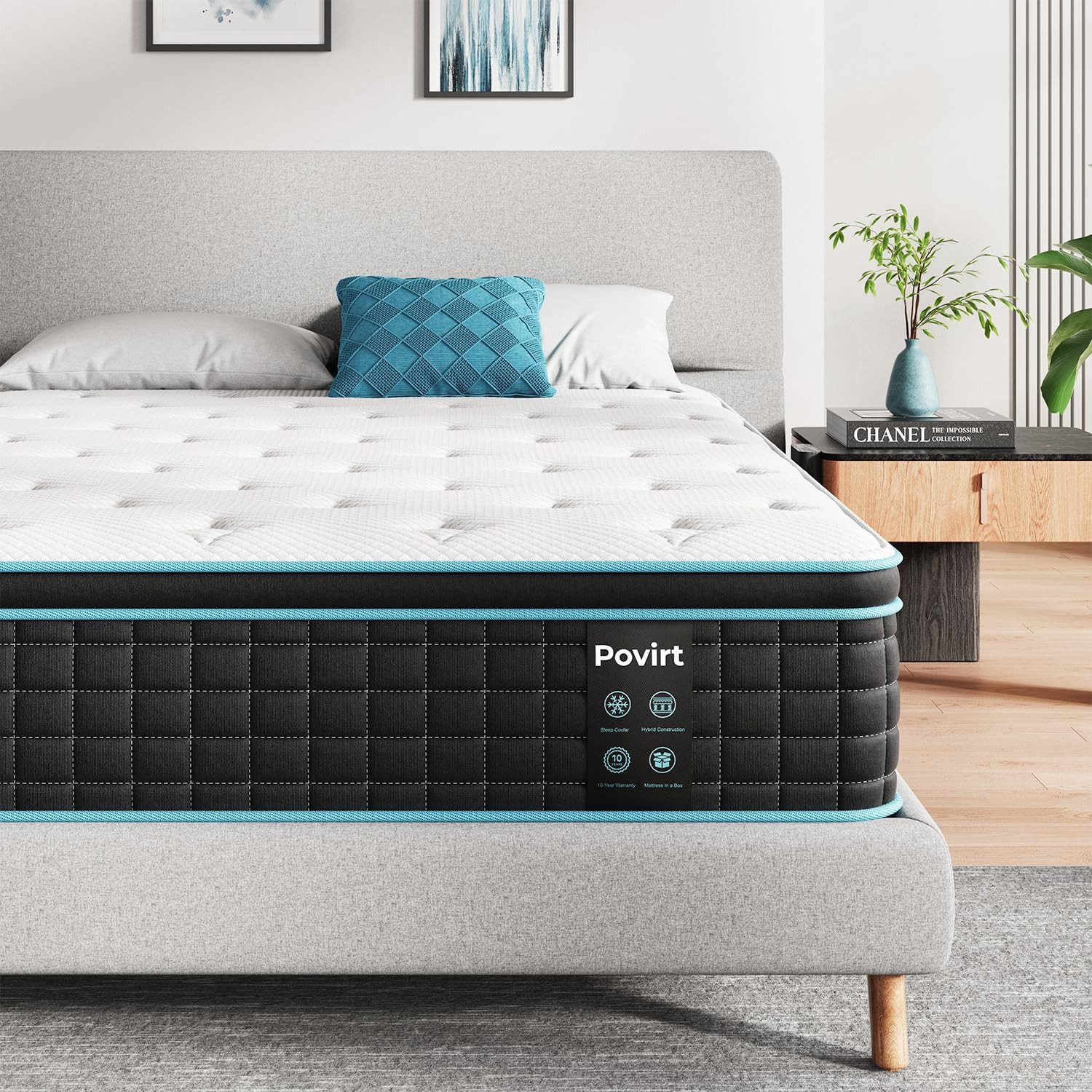 QUEEN Hybrid Memory Foam Bed Mattress Box Cooling NO BACK PAIN Relief Stress 12″