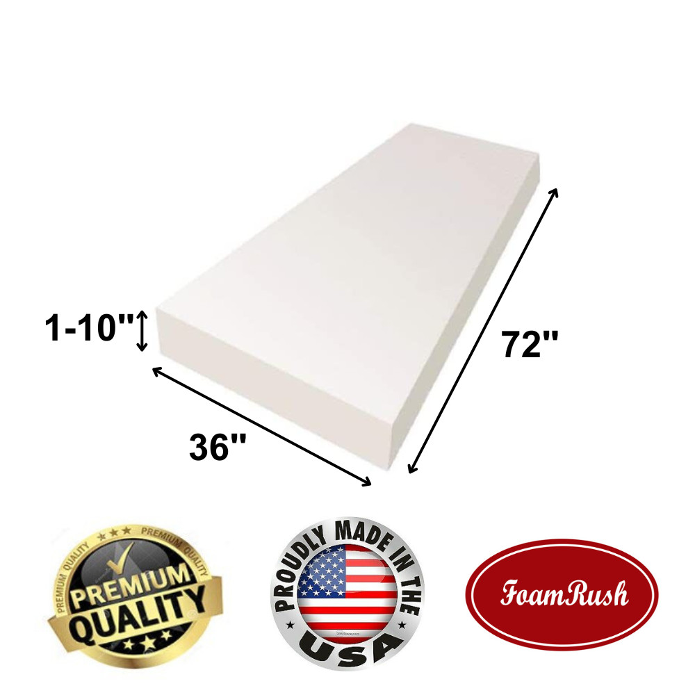 FoamRush 36″ x 72″ High Density Upholstery Foam Cushion (Made in USA)