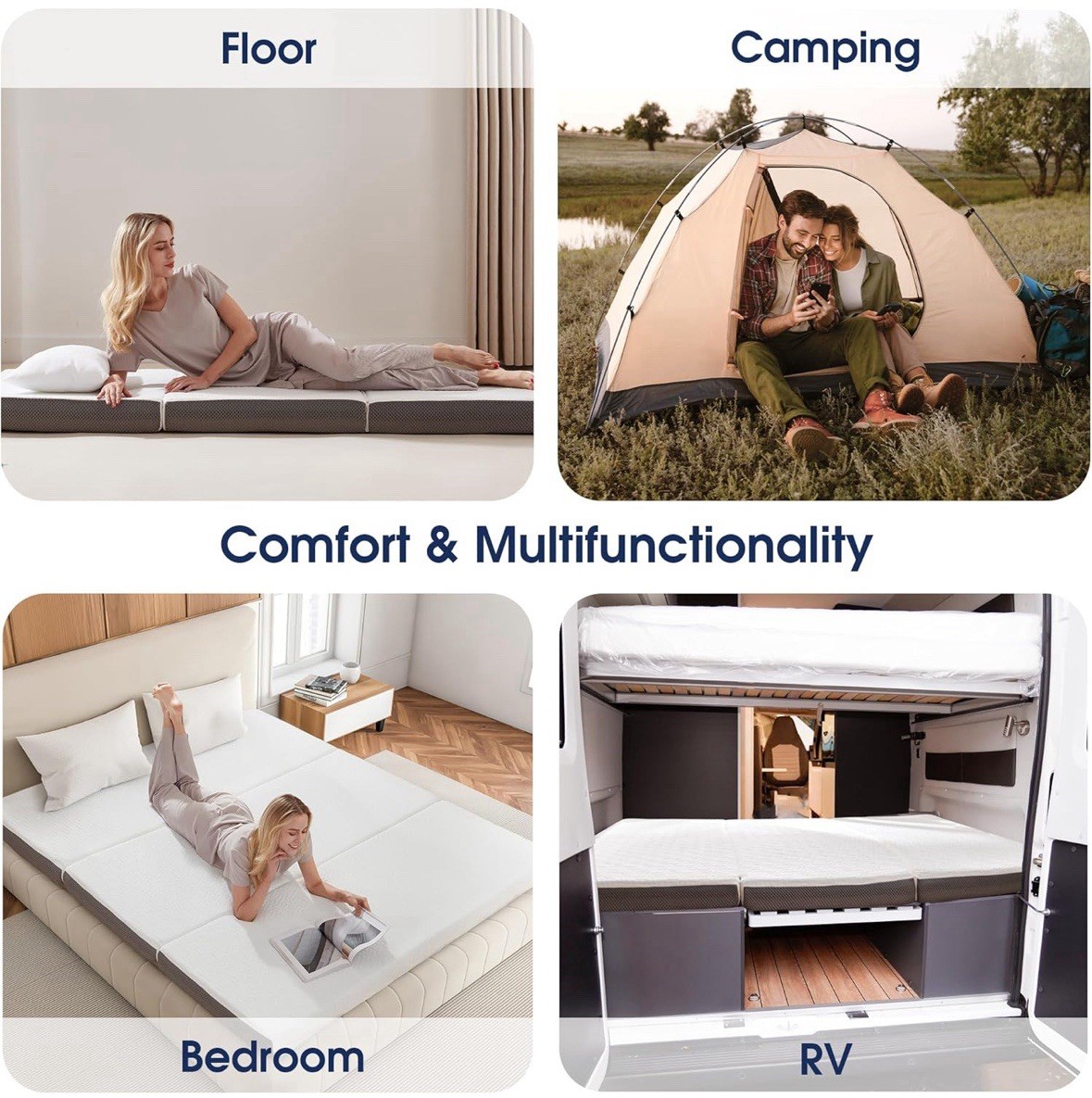 3 Inch Single Bed Foldable Mattress, Tri Folding Memory Foam Mattress