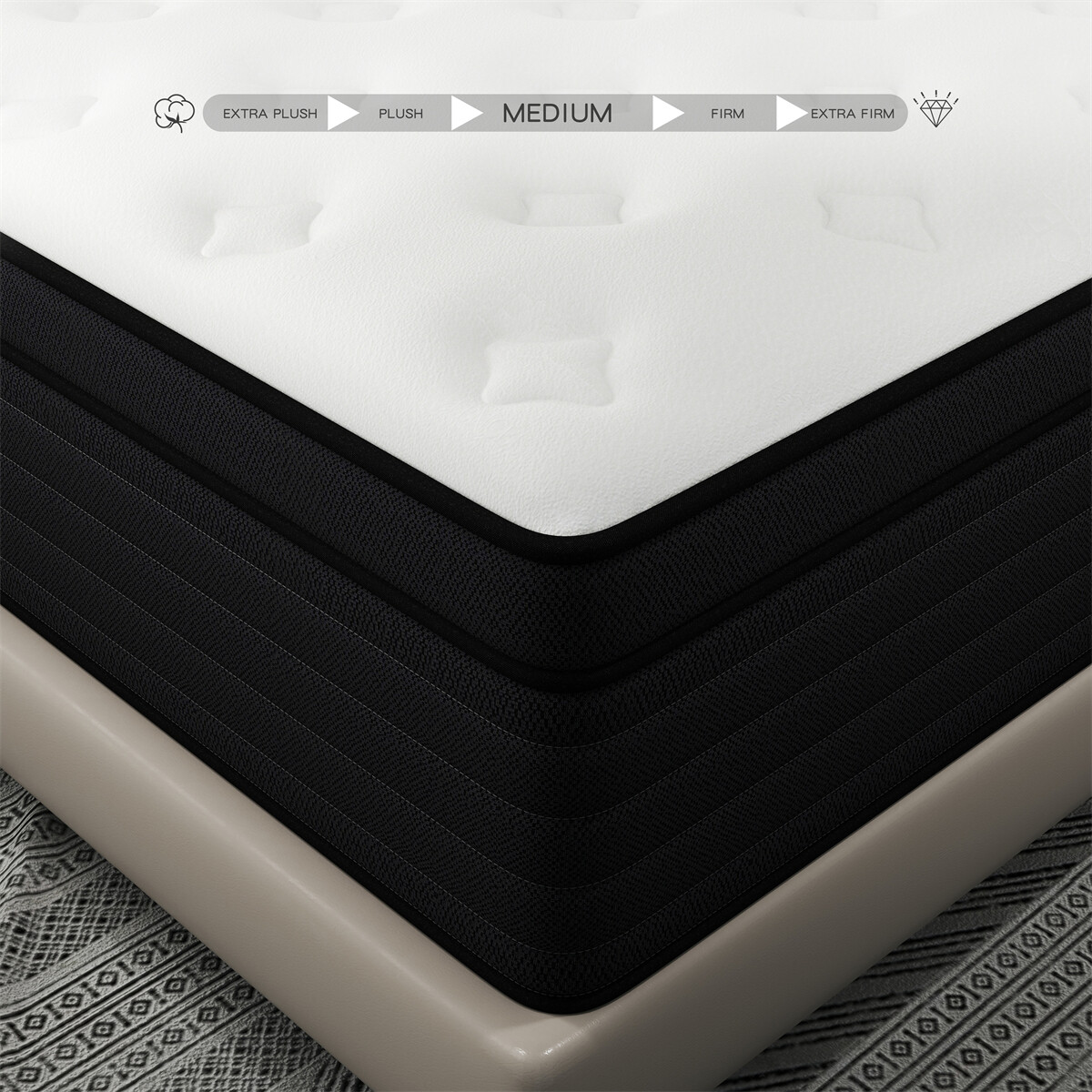 10″12″14″ Hybrid Mattress In A Box Memory Foam Spring Twin Full Queen King Size