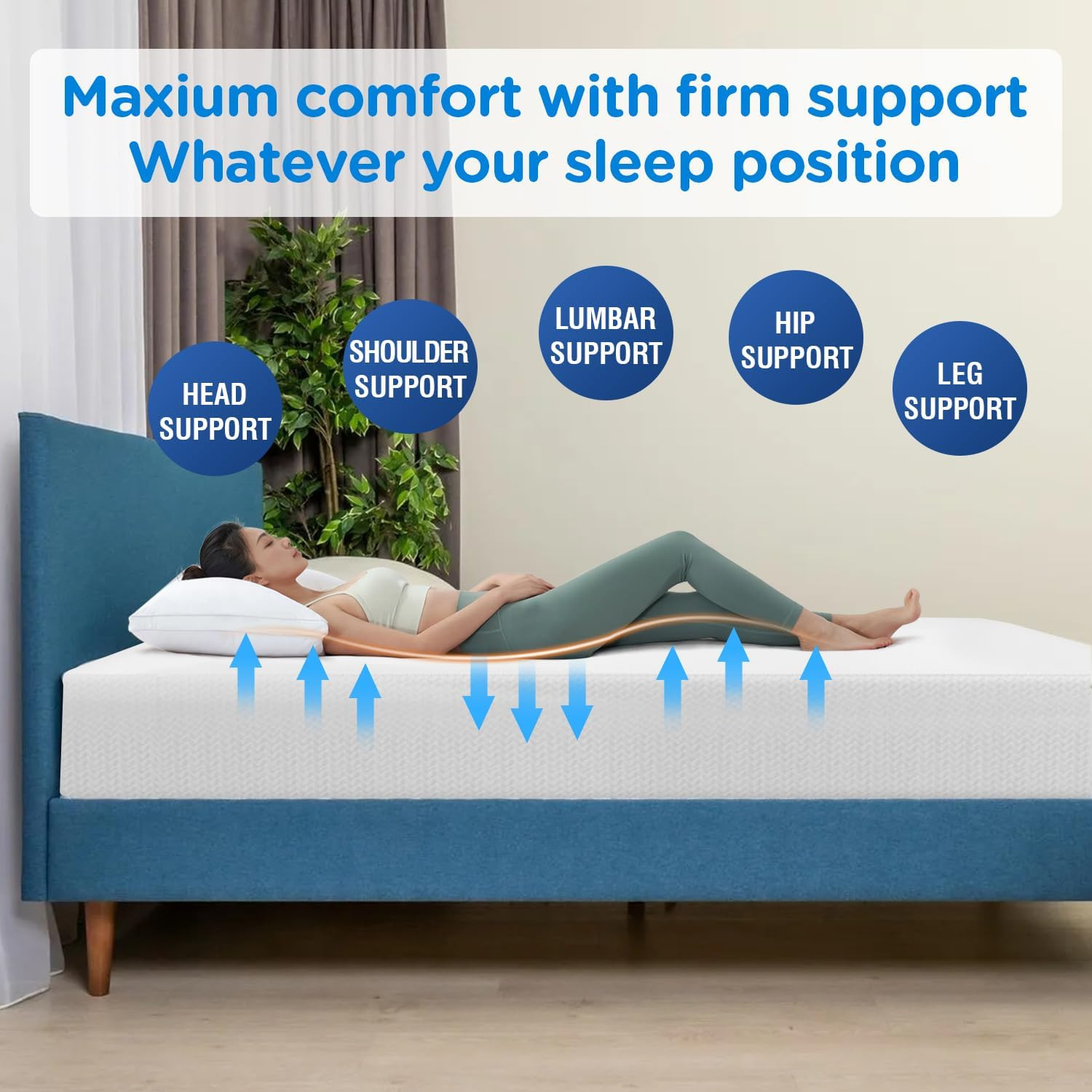 5 Inch Green Tea Queen Cooling Gel Memory Foam Mattress/Medium-Firm Mattress for