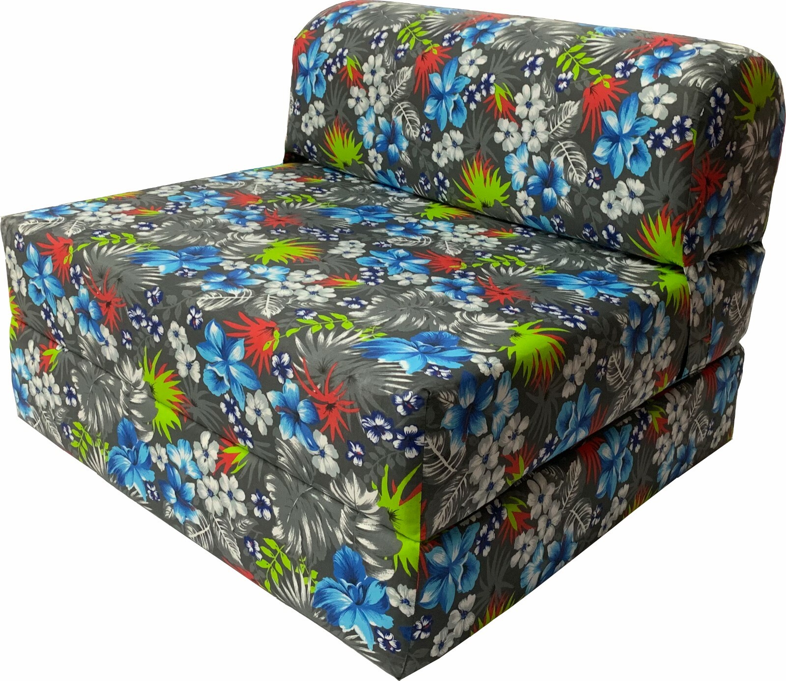 Twin Sleeper Chair Folding Foam Beds, Foldable Sofa Couch 6x32x70, Tropical Blue