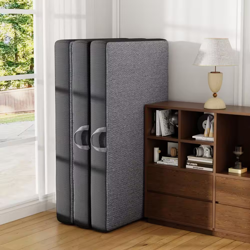 Bedroom Queen Size Medium Memory Foam Mattress, 6 In. Futon Floor Folding Mattre