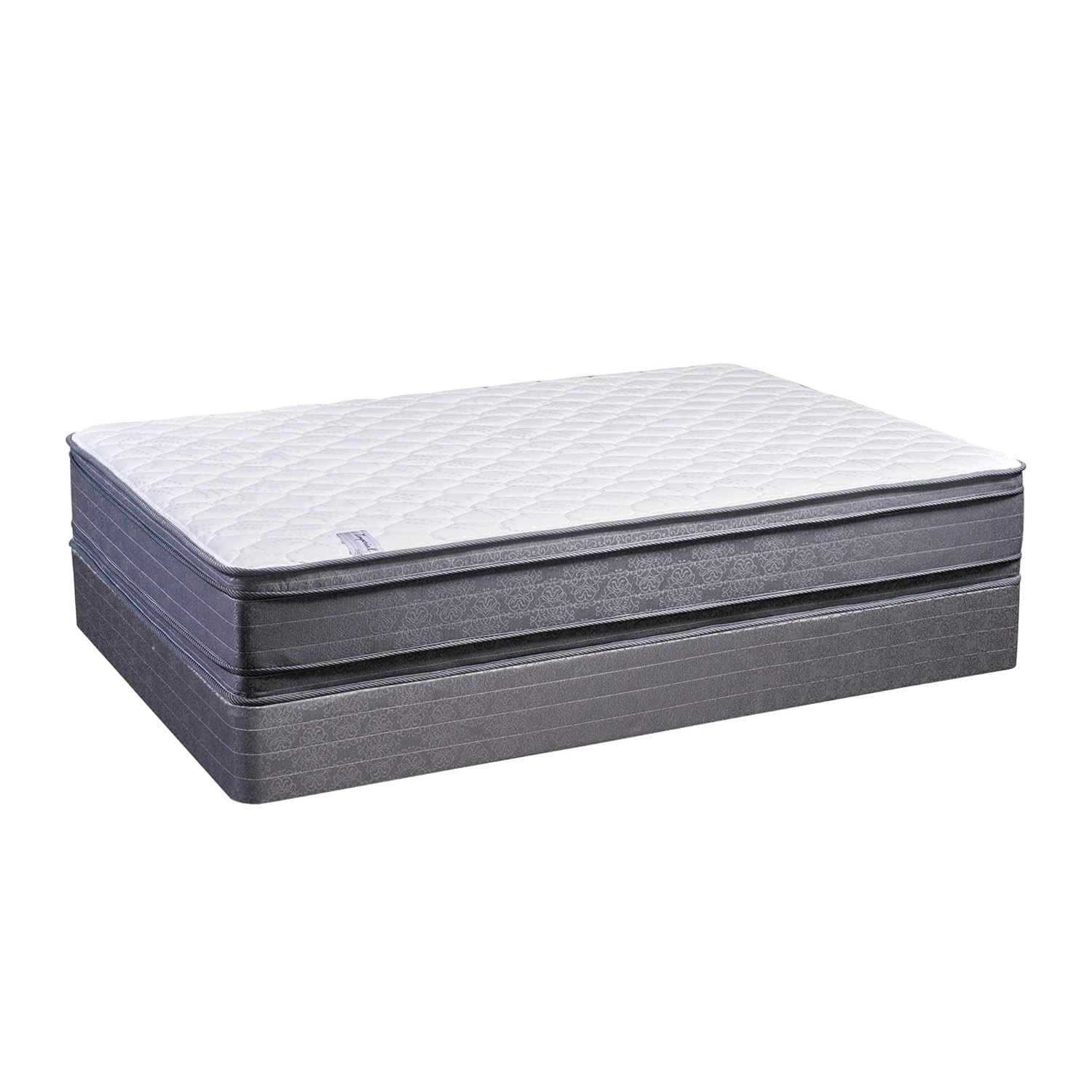 12″ Plush Hybrid Euro Top Mattress & 8″ Box Spring Set, Twin, White