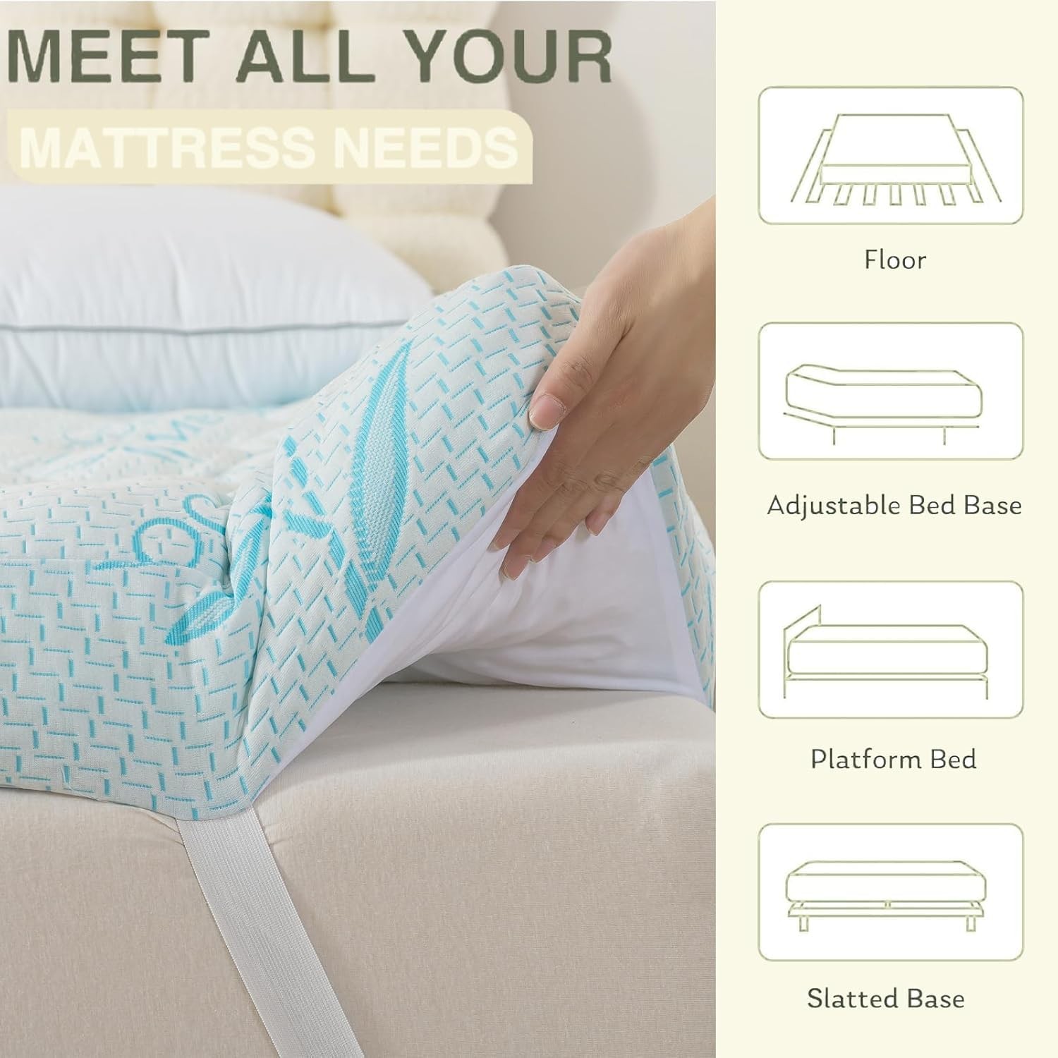 4-5 Inch Mattress Topper Queen Size, 2100 GSM Pillow Top