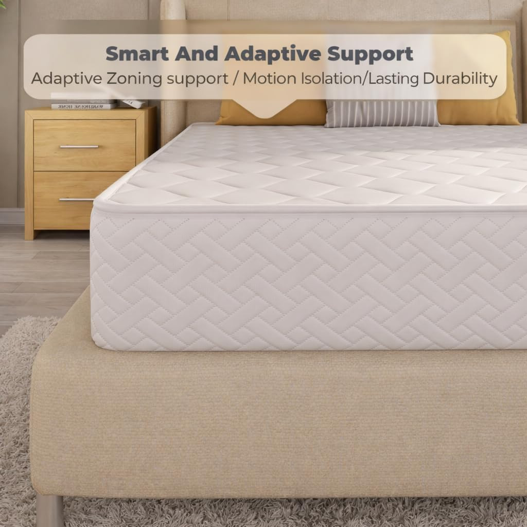 Medium Firm Twin Mattress 6″ Pocket Coil Euro Top – Rolled in a Box