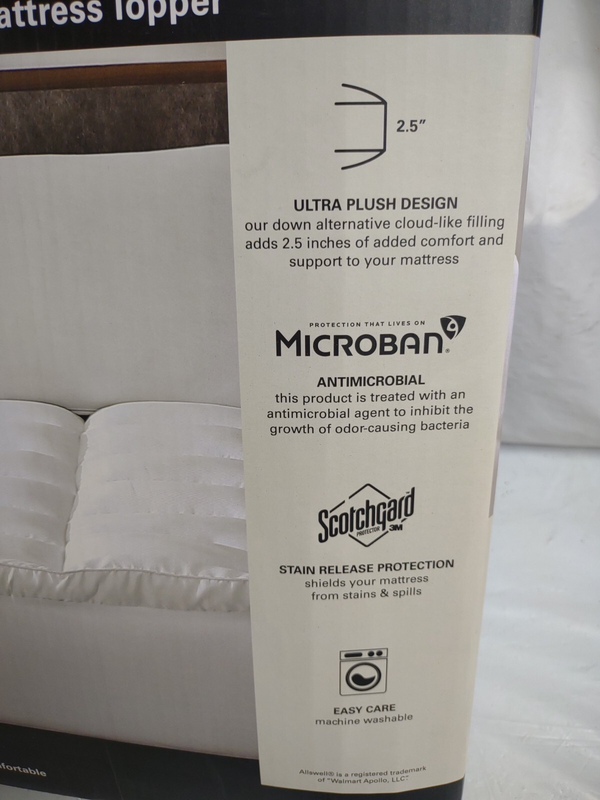 Allswell Ultra Plush Pillow Top Mattress Topper, Queen, 60″ X 80″