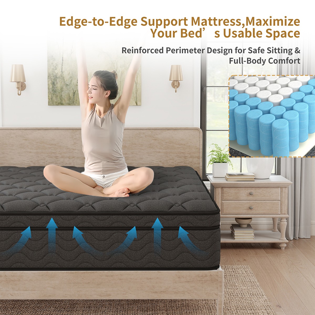 12 Inch Gel Memory Foam Mattress Twin Full Queen King Hybrid Spring Medium Firm
