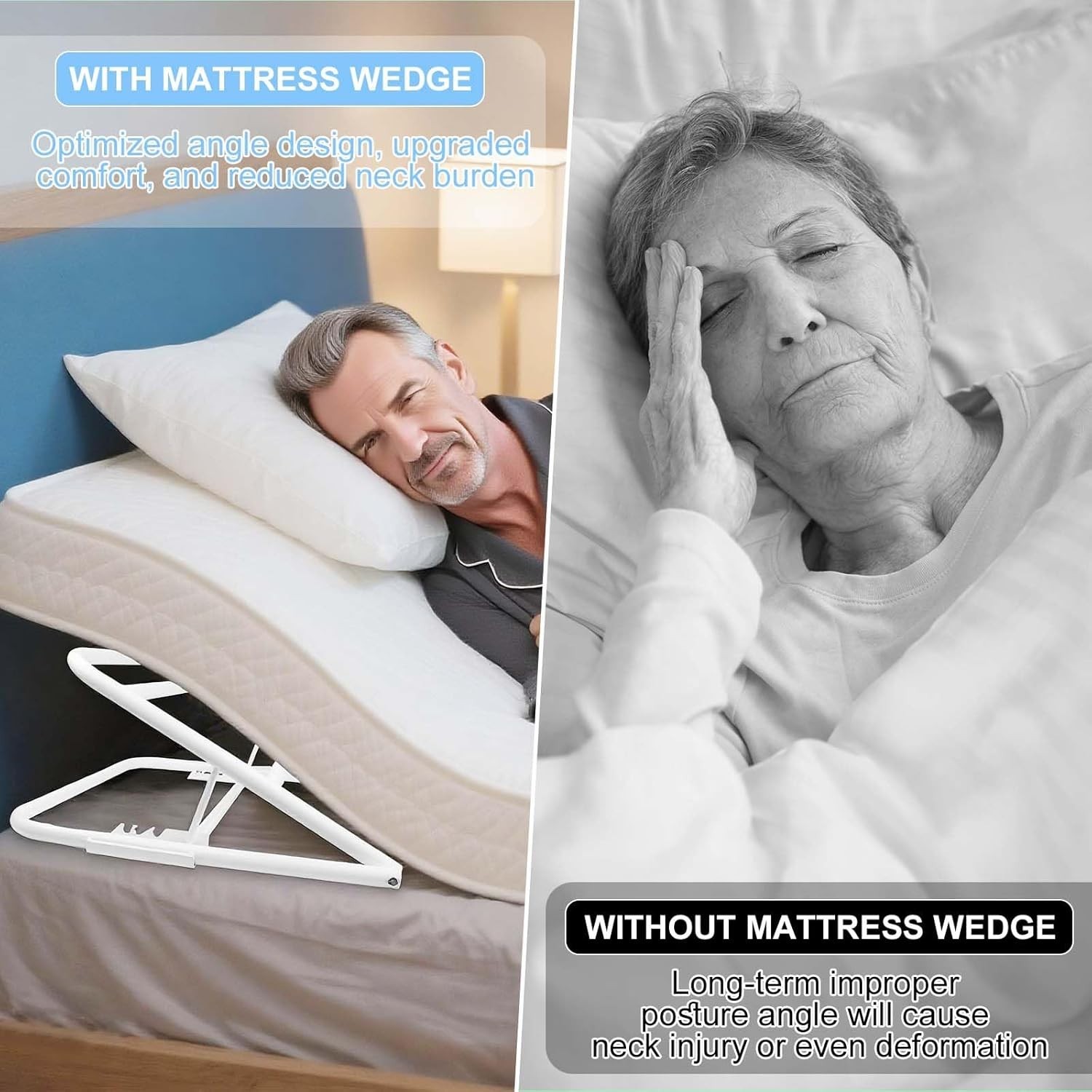 Adjustable Bed Wedge 2 Pack for Sleep Support, Acid Reflux & Back Pain Relief