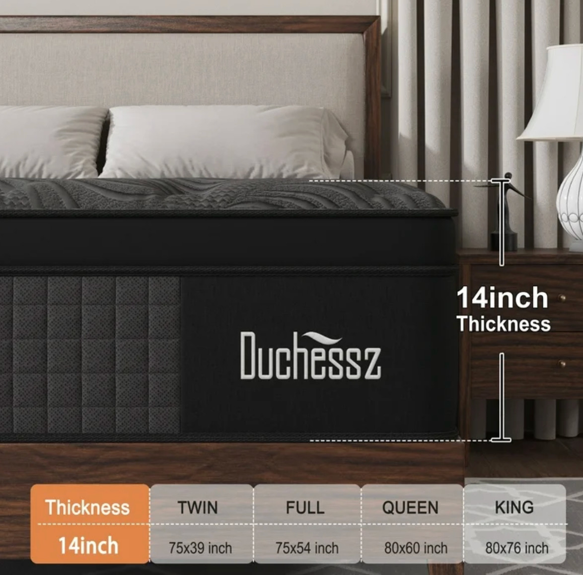 14″ Colchones Full Gel Memory Foam Hibrido Cama Full Mattress Hybrid Medium Firm