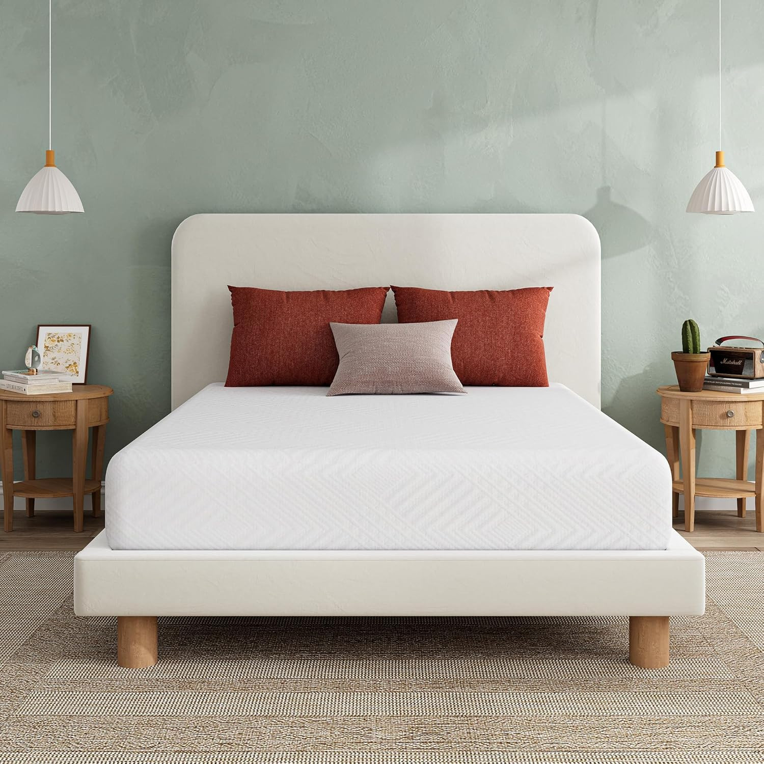 EGO 8 Inch Twin Memory Foam Mattress – Green Tea & Cooling Gel, Medium Firm, Cer
