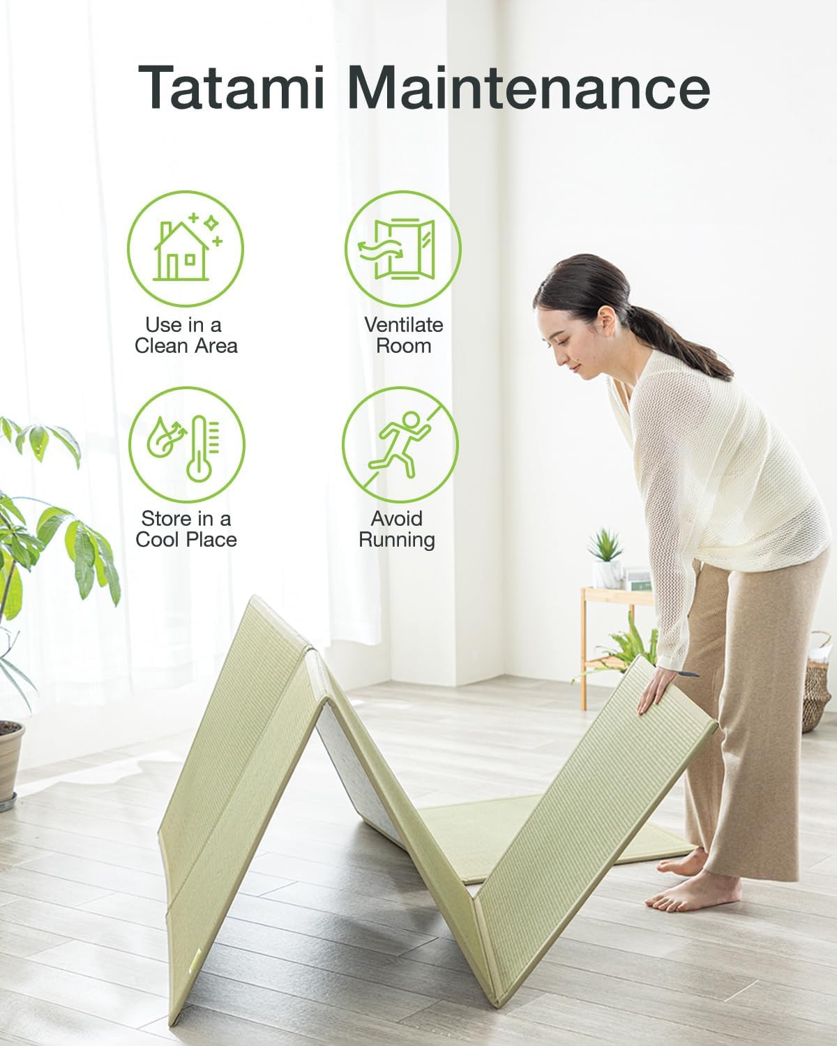Premium Foldable Japanese Tatami Mattress – Full Size Igusa Mat, Made in Japan