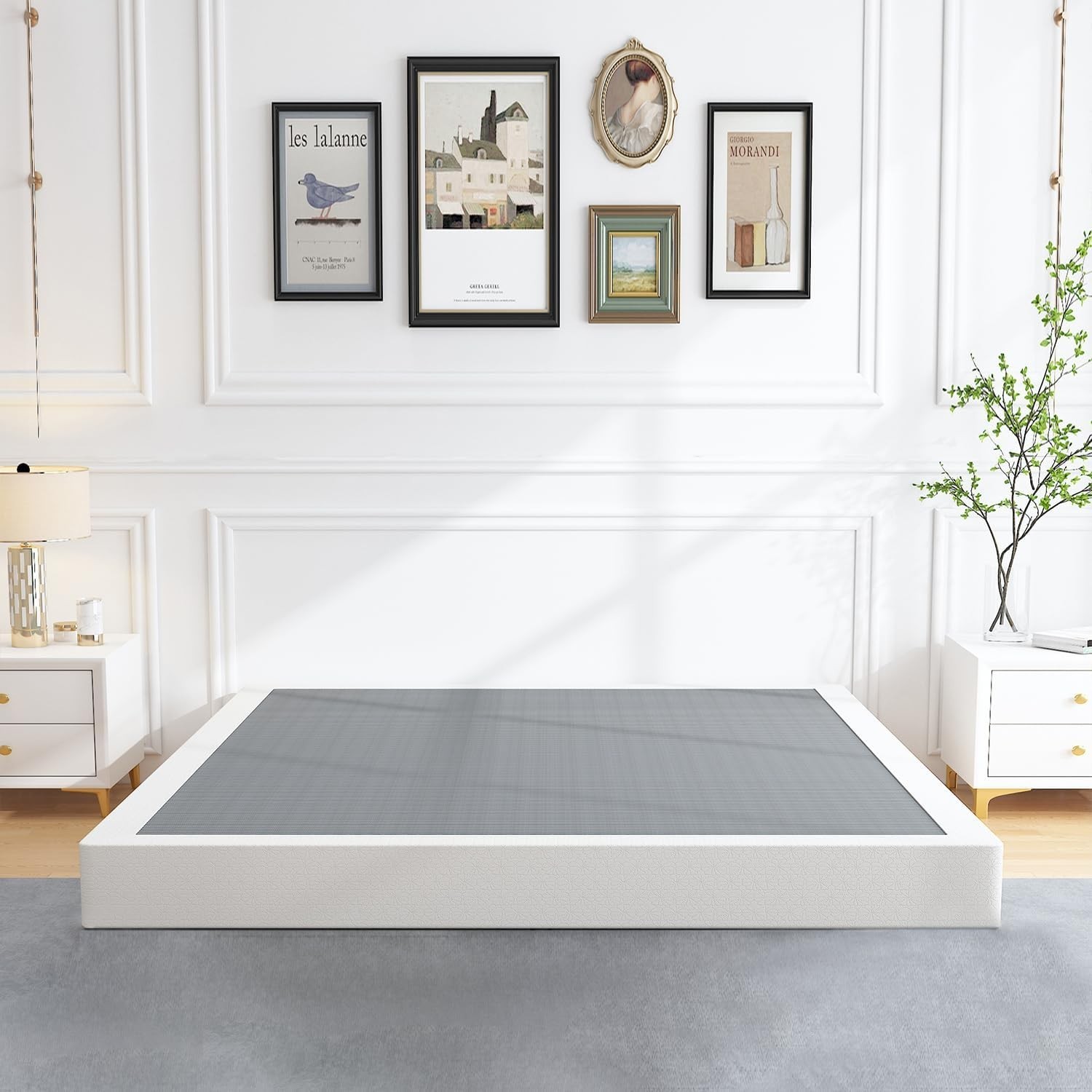 Heavy Duty Metal Box Spring Queen 5 Inch Capacity Non-Slip Noise-Free Support
