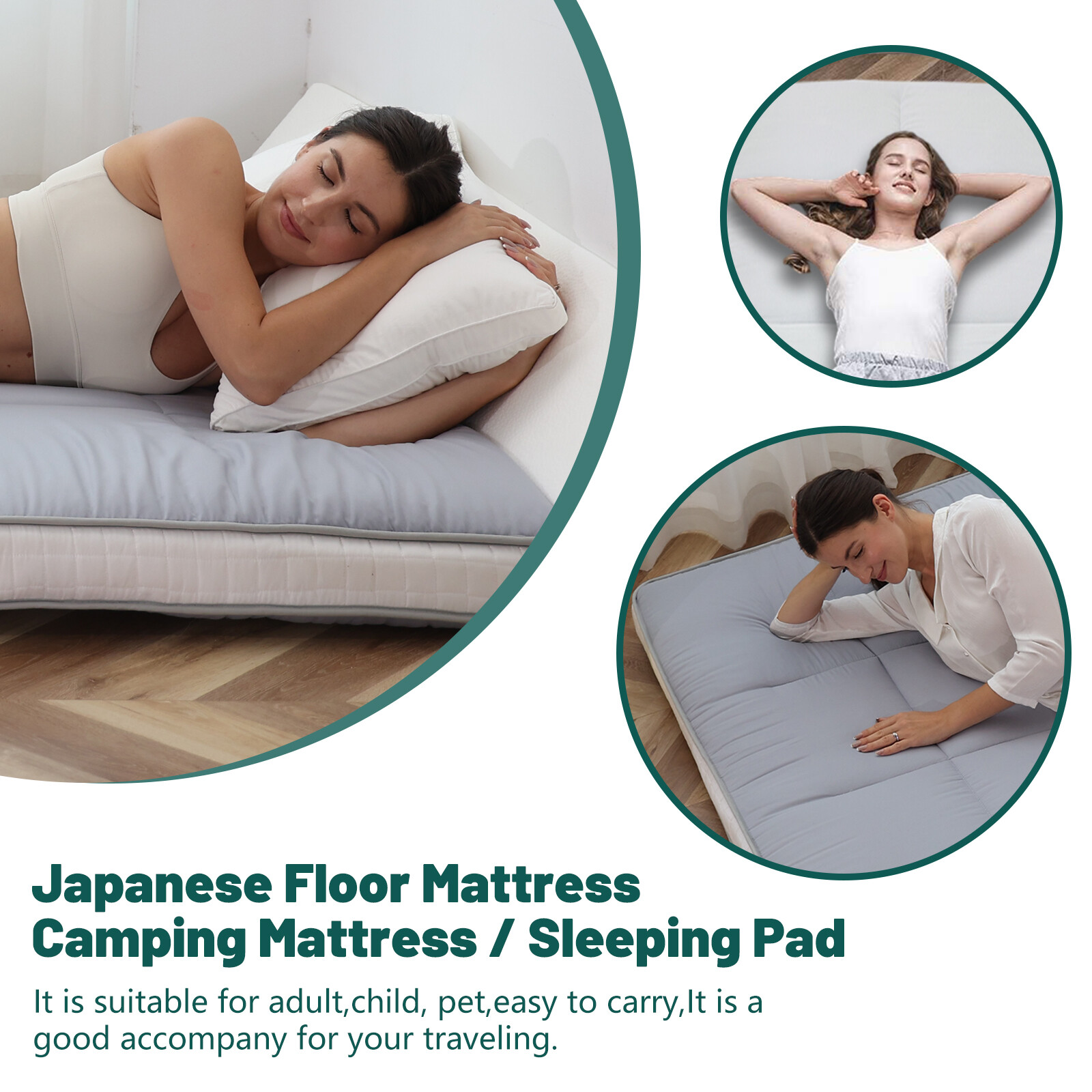SUNYRISY 4″ Thicken Tatami Mat Sleeping Pad Foldable Mattress Japanese Pad