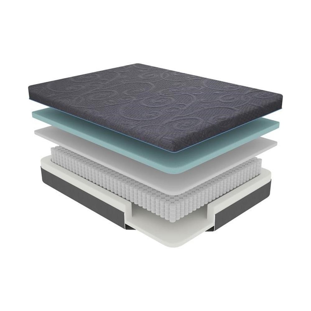 Lexicon Homelegance Bedding 11″ Fabric EK Gel Memory Hybrid Mattress in Gray