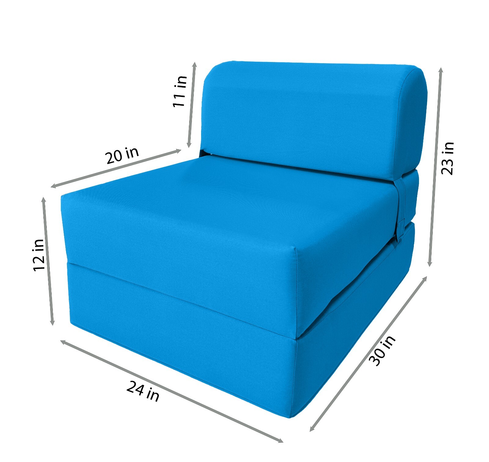 Turquoise 6 x 24 x 70 Sleeper Chair Folding Foam Bed, Studio Sofa Beds, Couches