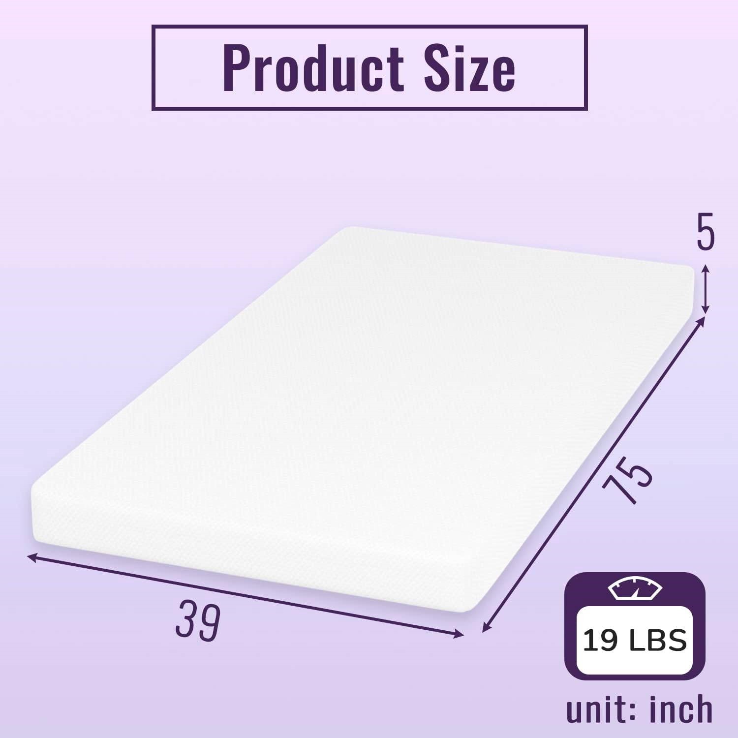 Twin 5in Charcoal Memory Foam Mattress with Removable Cover