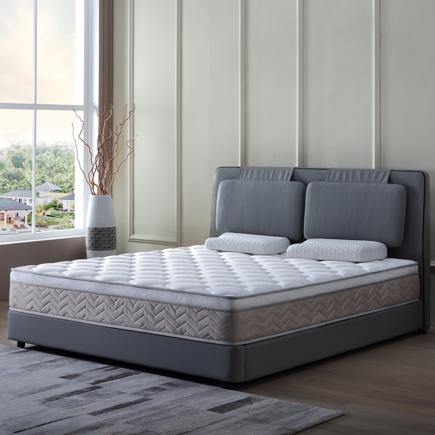 12” Full/Queen Size Breathable Mattress w/ Hybrid Pocket Spring & Memory Foam