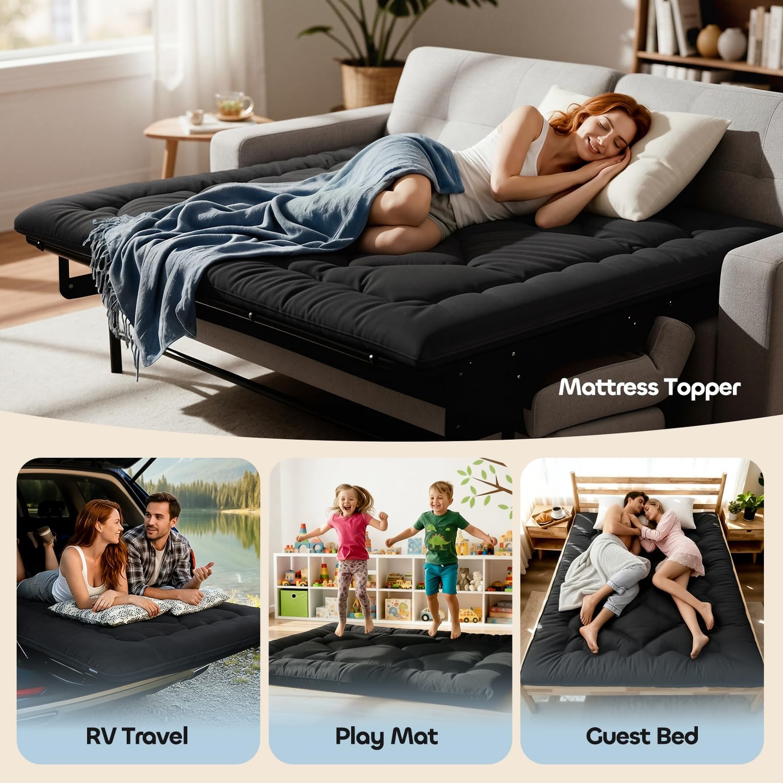 4″ Thick Japanese Floor Mattress – Space Saving Foldable Floor Mat for Guests…
