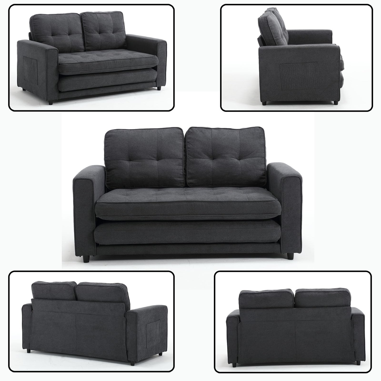 MWrouqfur Folding Futon Sleeper Sofa with Pull Out Couch Bed,Modern Black