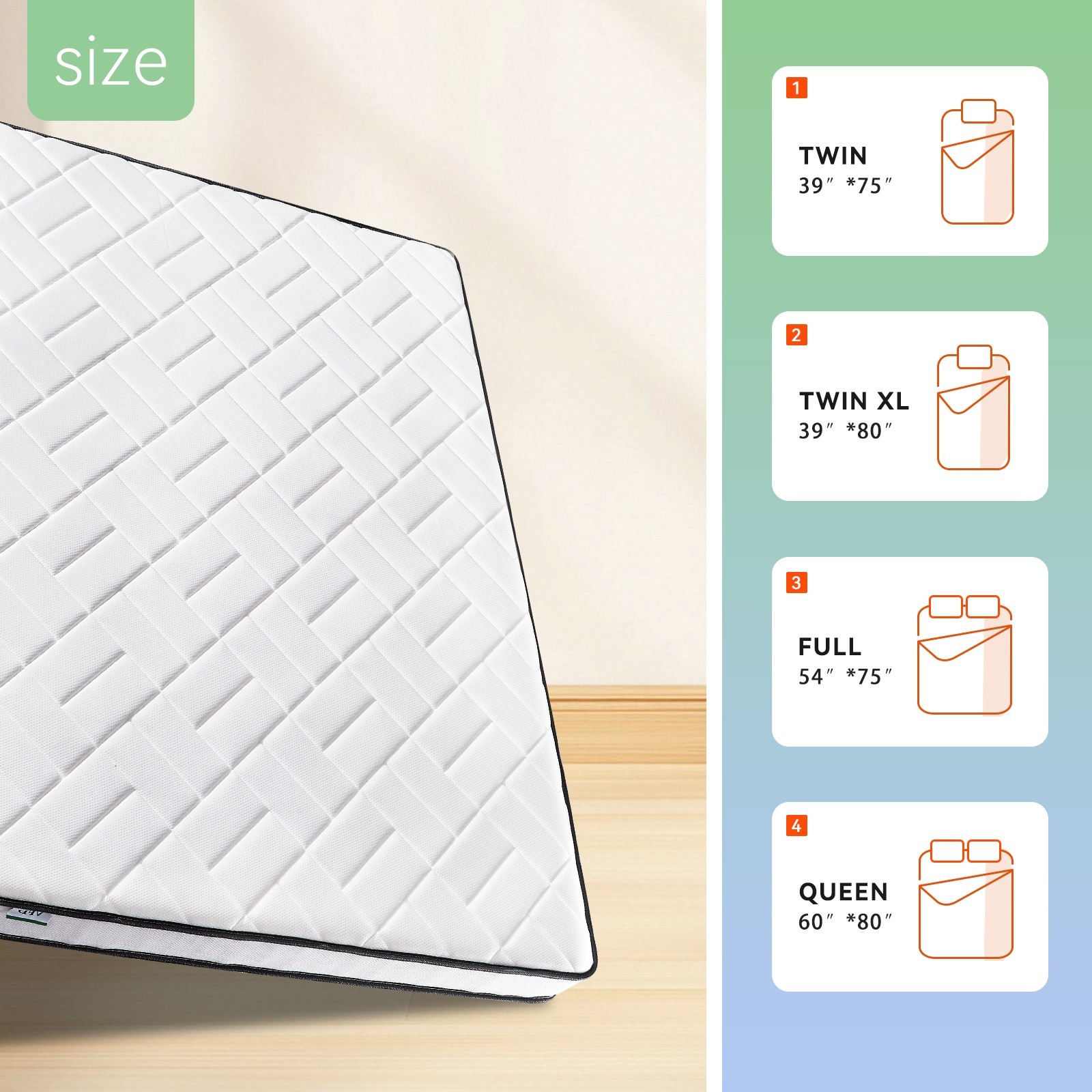 6″ Gel Memory Foam Spring Hybrid Mattress Twin Full Queen King Size Bed In A Box