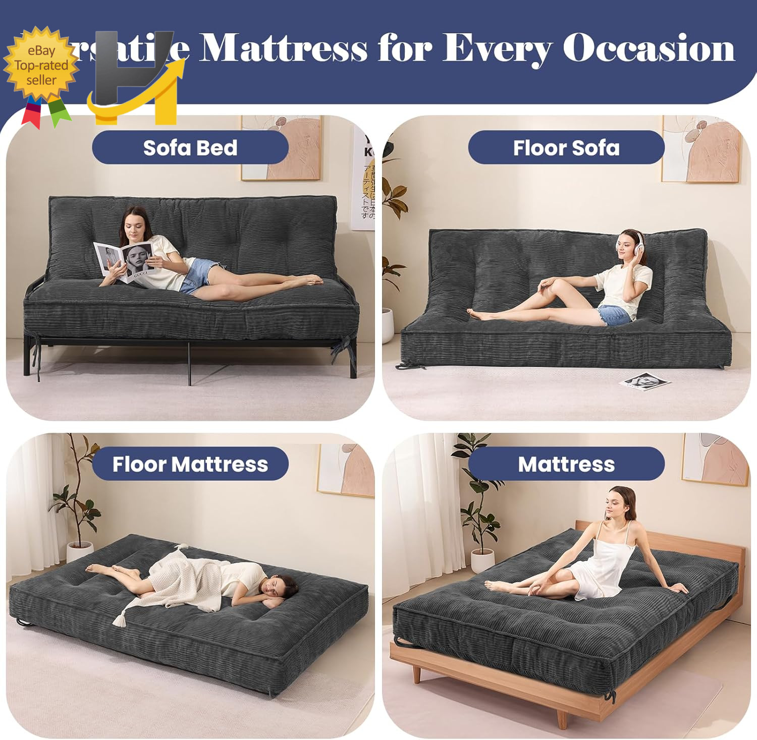 8″ Thick Futons Sofa Couch Bed Sleeper Sofa Bed Floor Mattress for Adults
