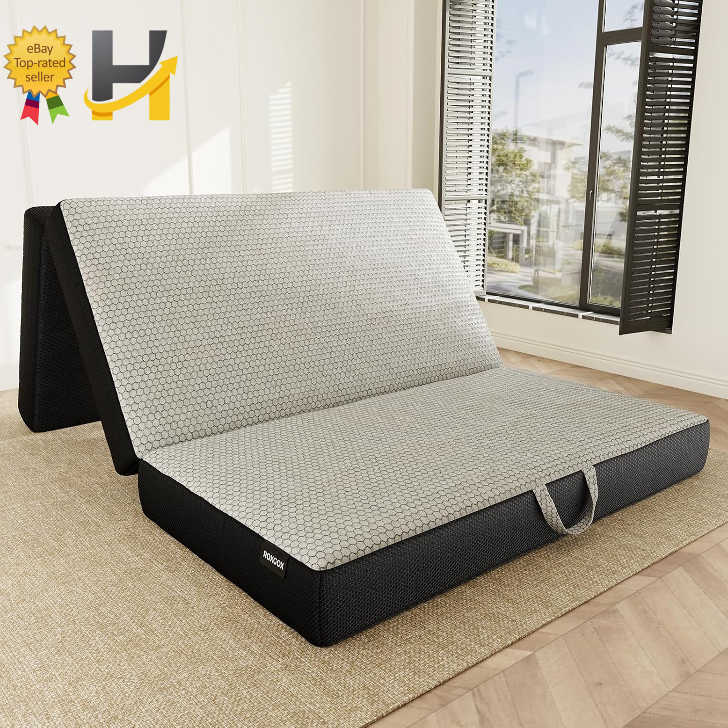 6″ Memory Foam Trifold Mattress Full Portable Floor Bed with Washable Cover