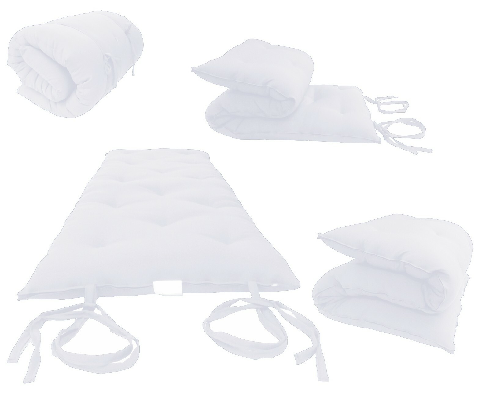 Traditional Japanese Floor Rolling Mattresses, Sleeper Mats 30W x 80L White