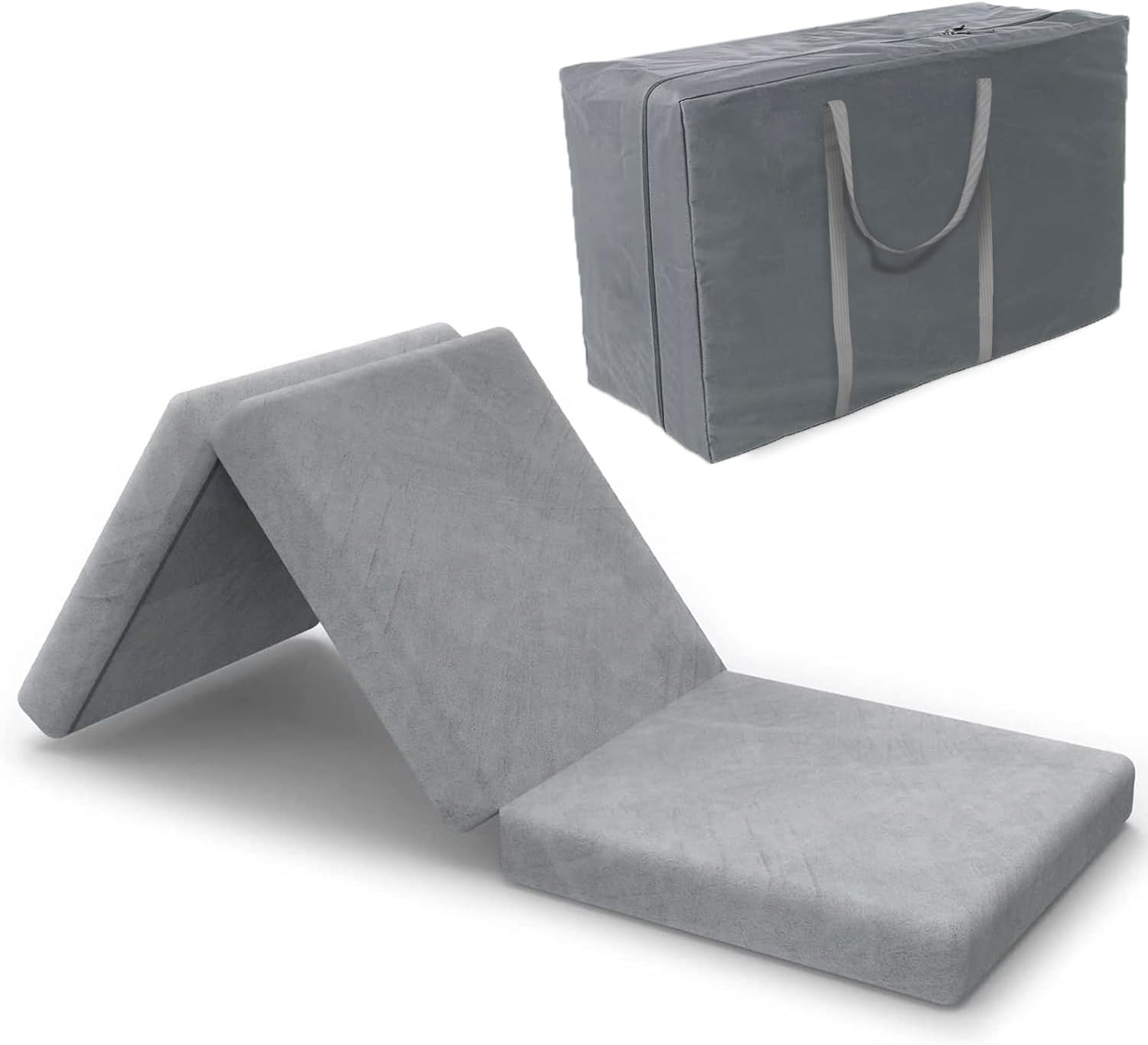 Tri Folding Mattress with Storage Bag 4″ Foldable Mattress Foam Topper Floor Cot