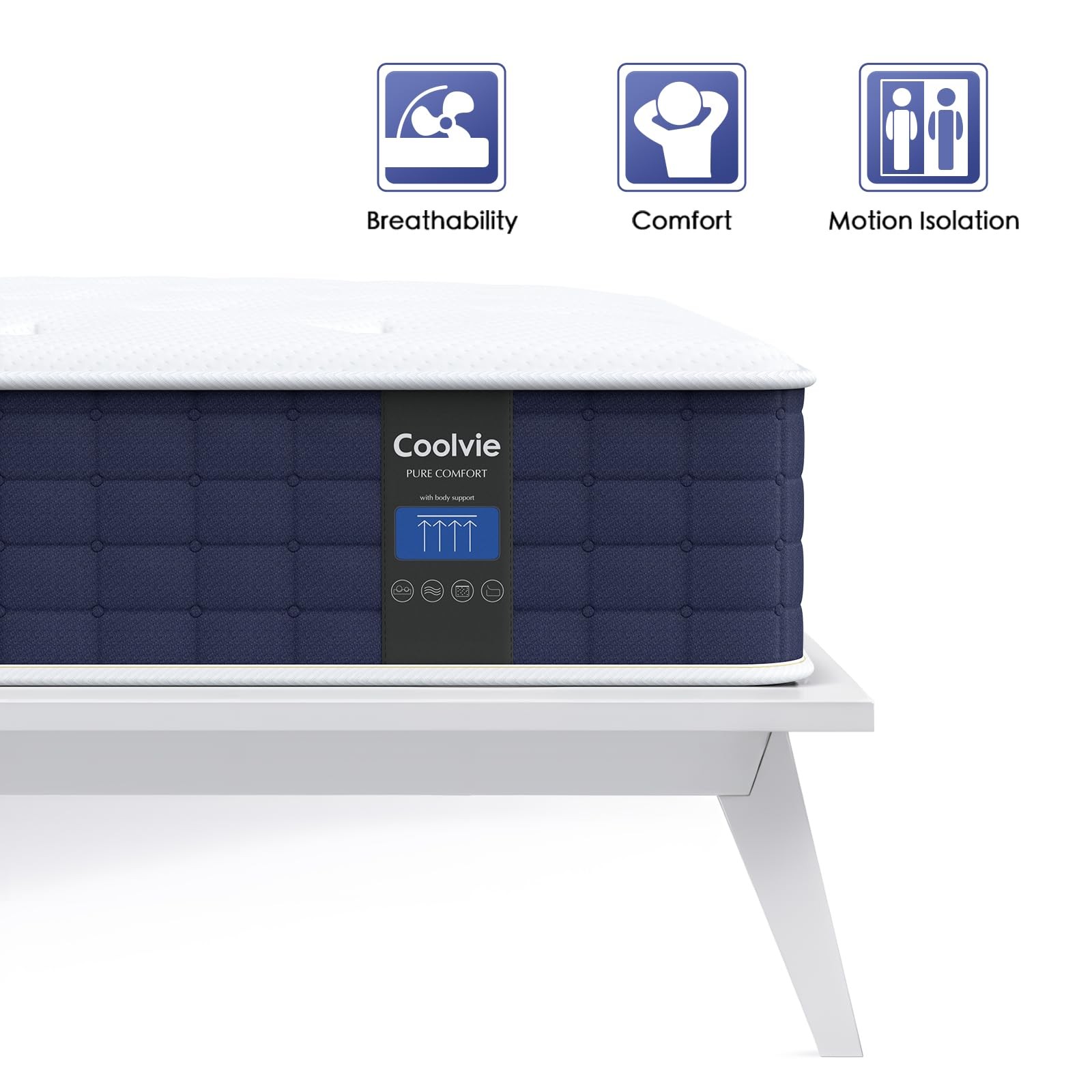 Coolvie Twin Mattress, 10 Inch Twin Size Hybrid Mattress, Individual Pocket Spri