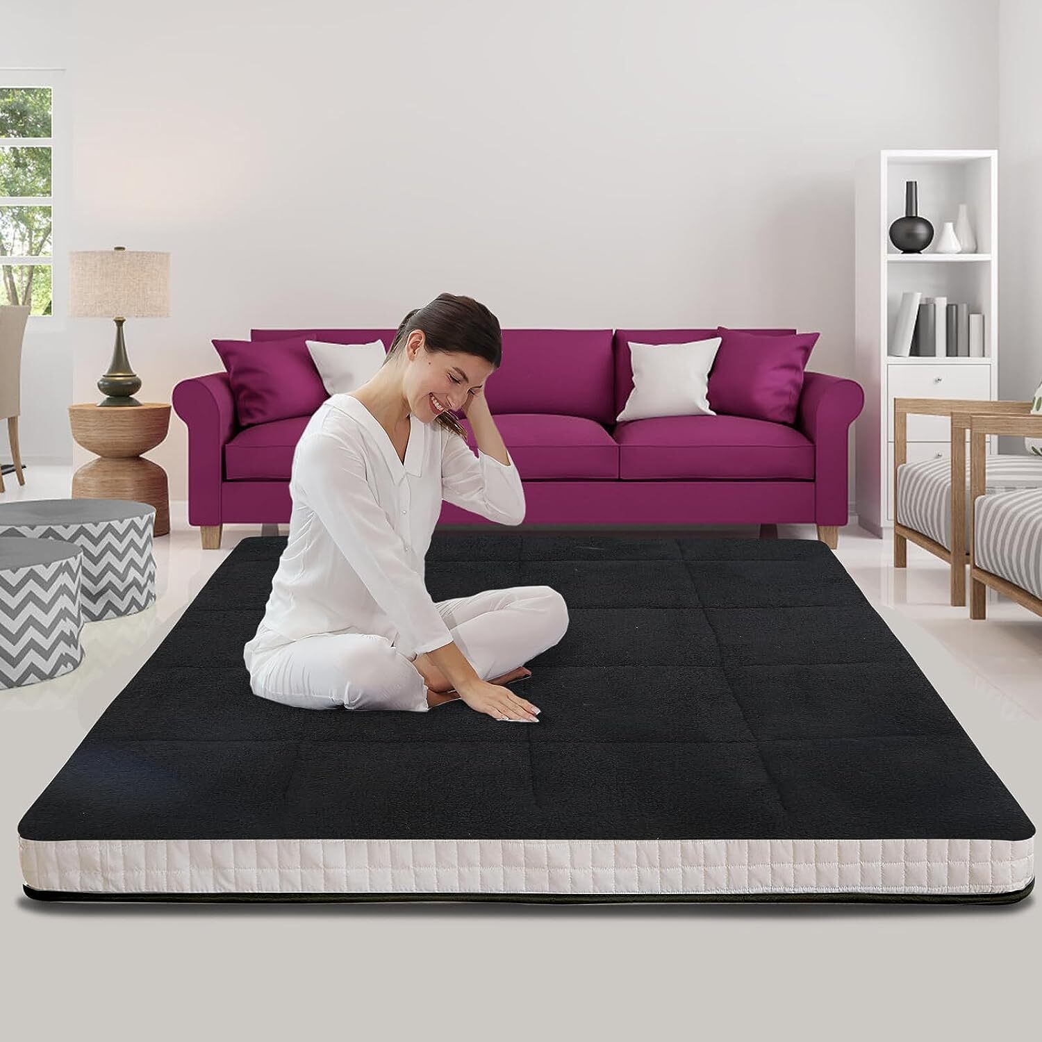 4″ Fold Sleep Floor Mat Single Bed Memory Foam Topper Camping Guest Mattress