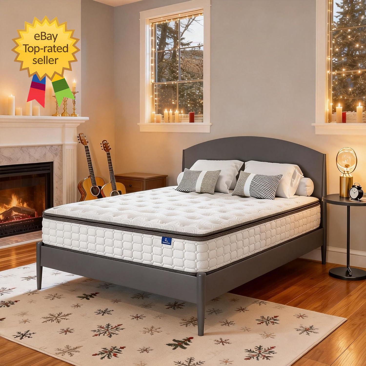Twin Mattress 10 Inch Hybrid Twin Size Mattress in a Box Single Bed Pillow Top M