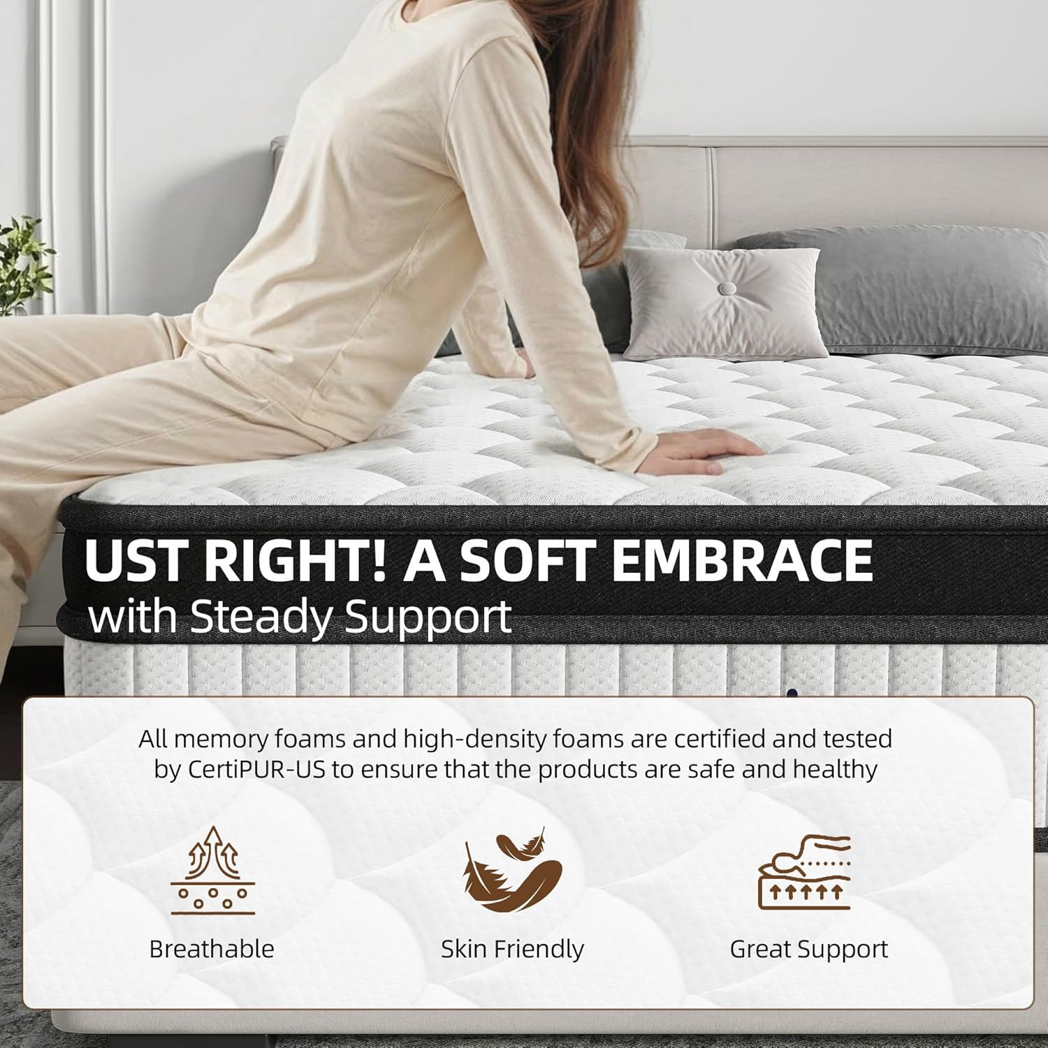 12 Inch Queen Mattress – Medium Firm 5-Layer Queen Size Mattresses Design with T