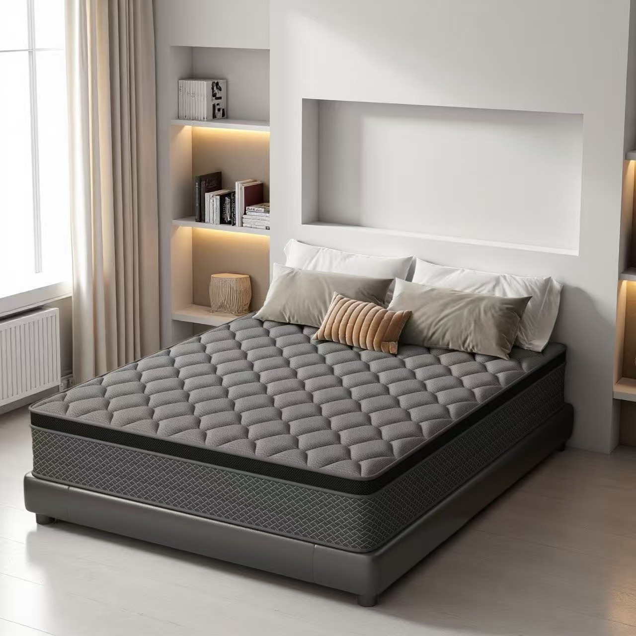 10″12″ Twin/King Memory Foam &Spring Hybrid Mattress Motion Isolation Bed In Box