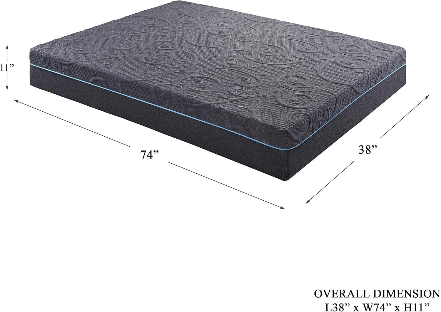 Lyra Twin 11-Inch Gel Hybrid Mattress in Gray for Ultimate Comfort