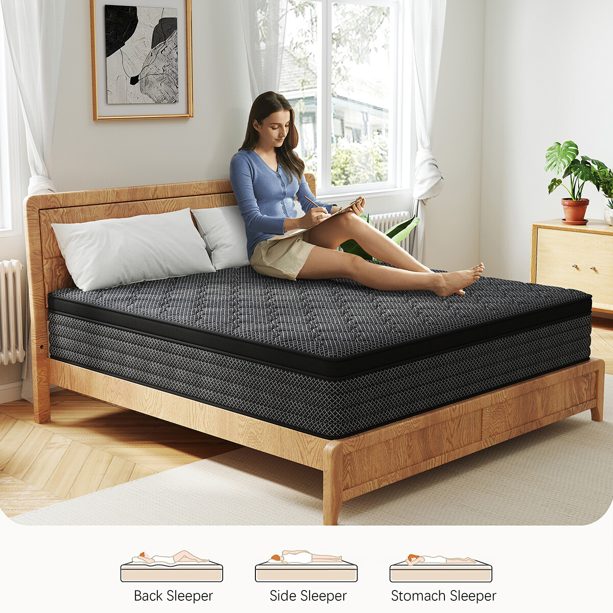 12″14″ Twin Full Queen King Mattress Memory Foam Pocket Coil Hybrid Bed In a Box