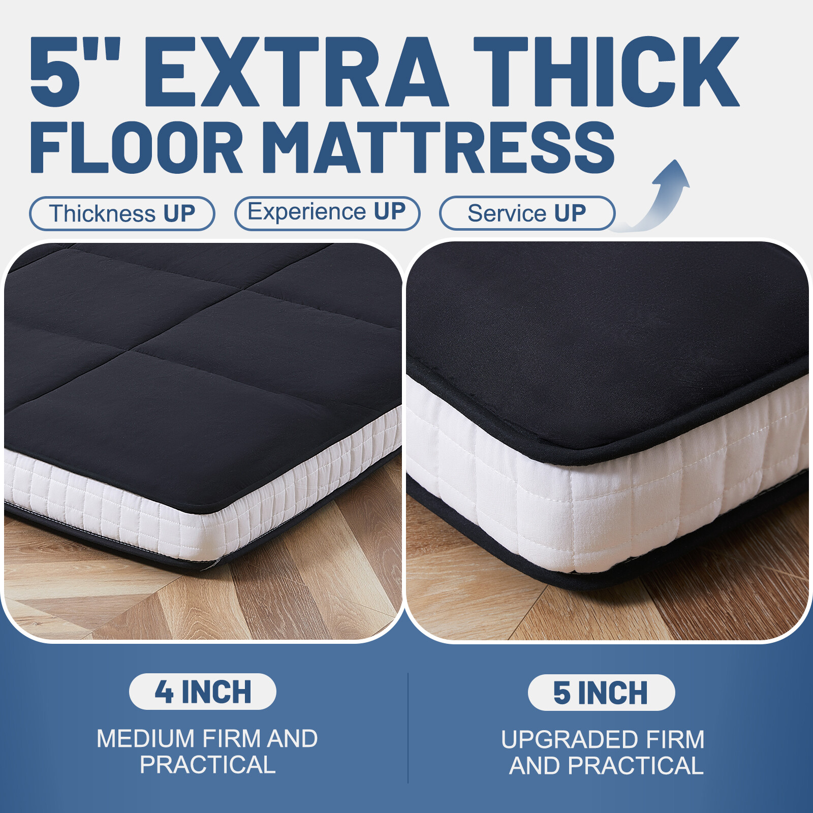 H&ZT 5″ Thick Japanese Floor Mattress, Japanese Futon Mattress Foldable Mattress