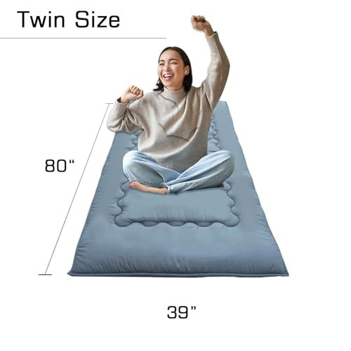 Foldable Japanese Floor Mattress 39″x80″ Tatami Futon Pad, 2.5″ Thick, Twin Size