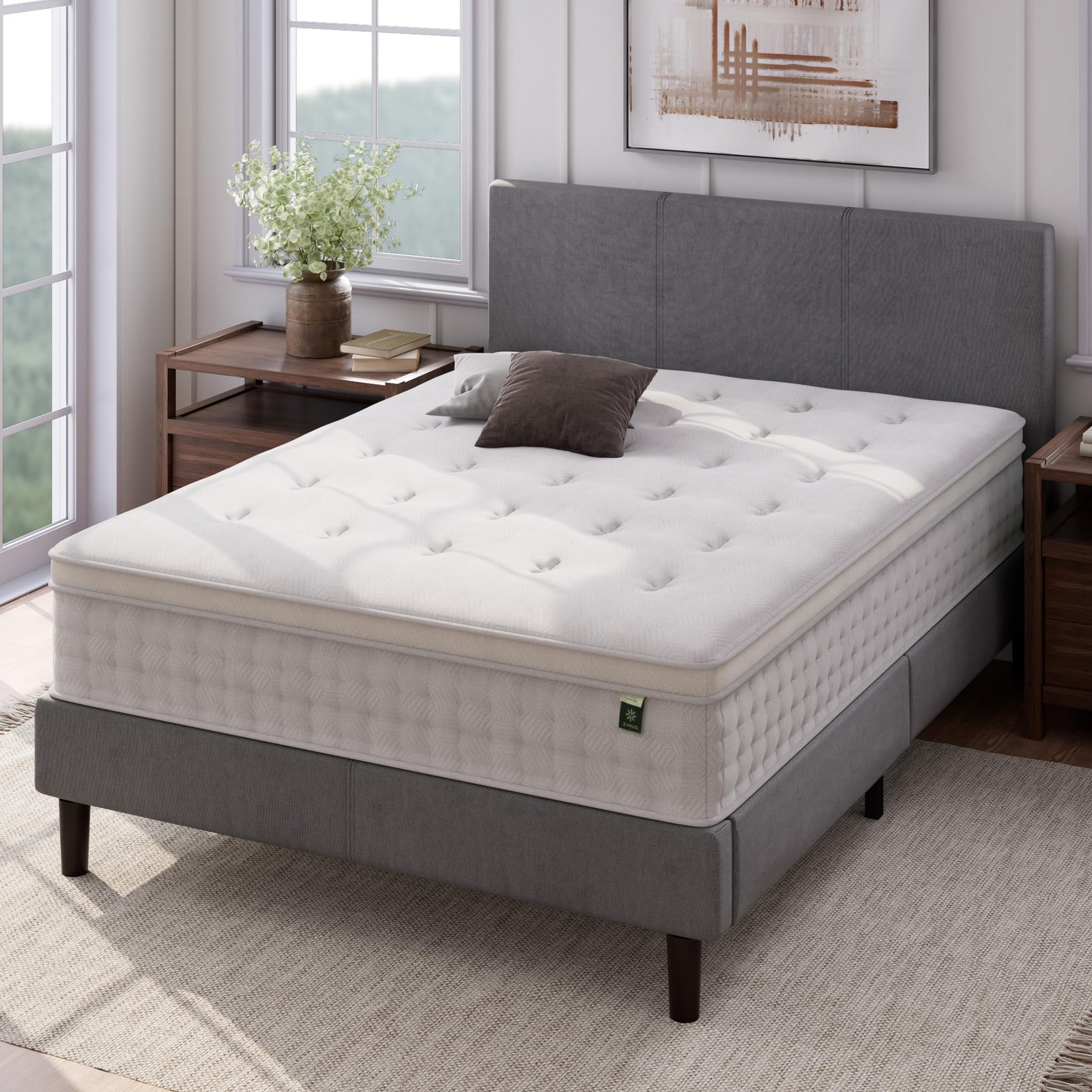 ZINUS 12″ EURO TOP POCKET SPRING HYBRID, MSHEBT-12Q – WHITE QUEEN